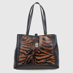 Verde Γυναικεία Τσάντα Ώμου 16-8324 Animal Print Μαύρο