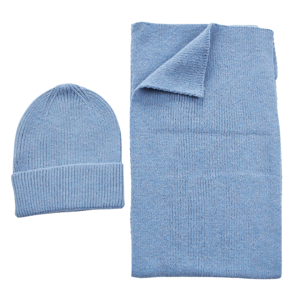 Verde Γυναικείο Σετ Σκούφος-Κασκόλ 06-1288 Γαλάζιο