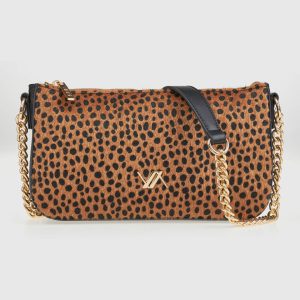 Verde Γυναικεία Τσάντα Χιαστί 16-8264 Animal Print Καμηλό