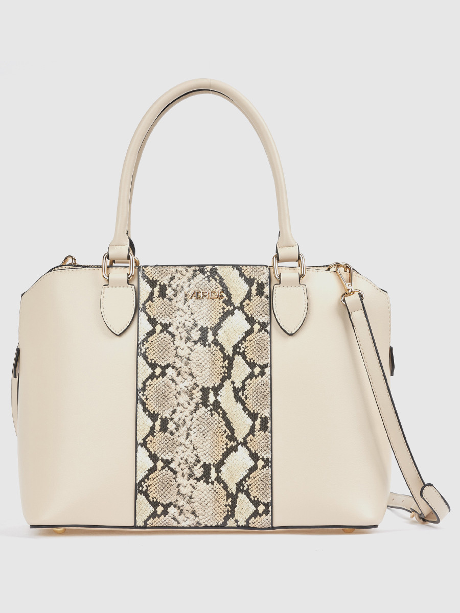 Verde Γυναικεία Τσάντα Χειρός 16-8616 Animal Print Εκρού