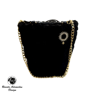 Renata Adamidou “Handmade” Γυναικεία Τσάντα Χειρός-Χιαστί RE26-05 Μαύρο Γούνα