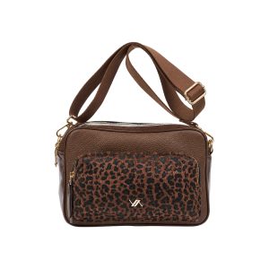 Verde Γυναικεία Τσάντα Χιαστί 16-8911 Animal Print Καφέ