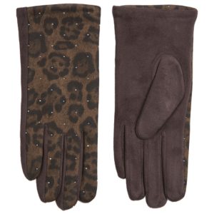 Verde Γυναικεία Γάντια 02-0860 Animal Print Καφέ