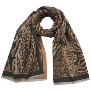 Verde Γυναικείο Κασκόλ 06-1381 Animal Print Καφέ