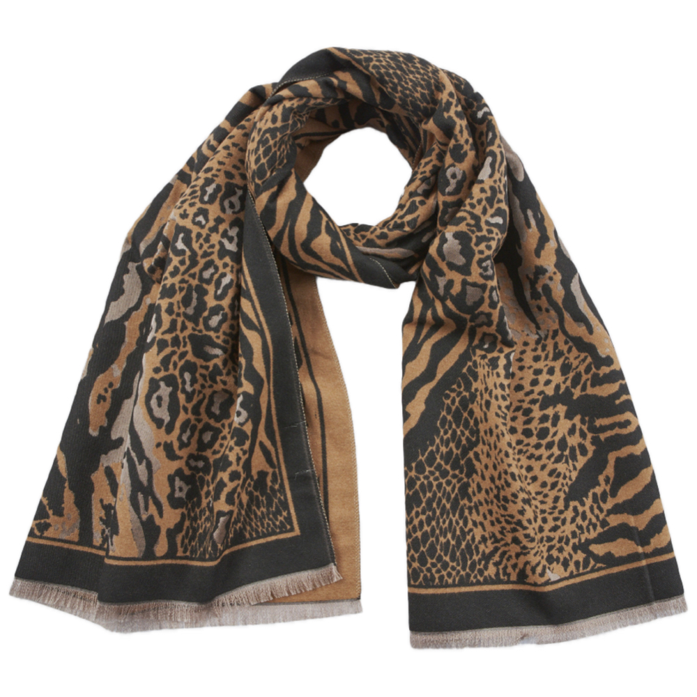 Verde Γυναικείο Κασκόλ 06-1381 Animal Print Καφέ