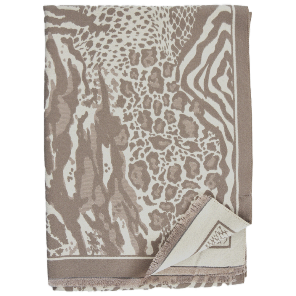 Verde Γυναικείο Κασκόλ 06-1381 Animal Print Μπεζ - Image 2