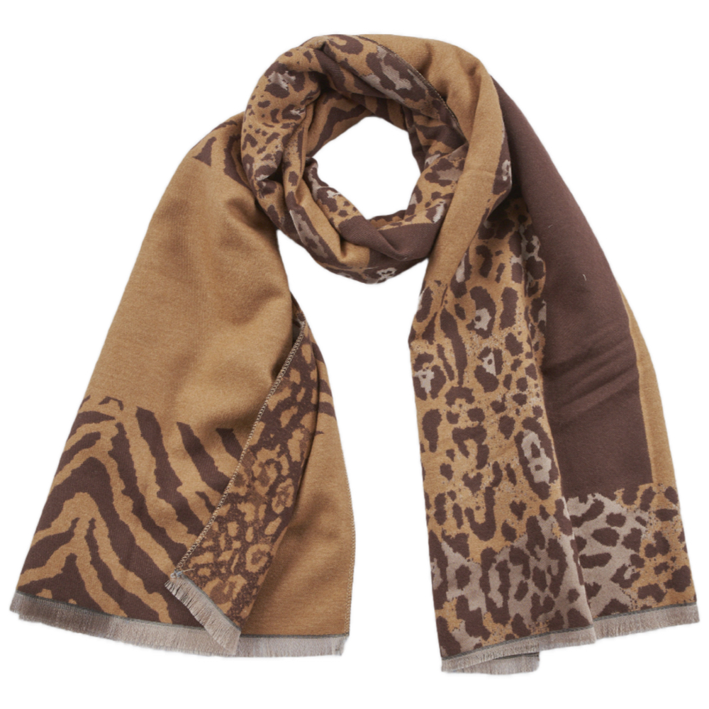 Verde Γυναικείο Κασκόλ 06-1383 Animal Print Καφέ