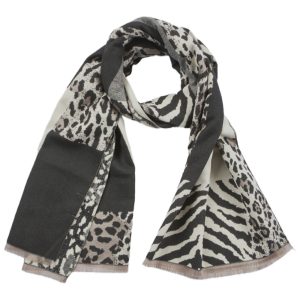 Verde Γυναικείο Κασκόλ 06-1383 Animal Print Μαύρο