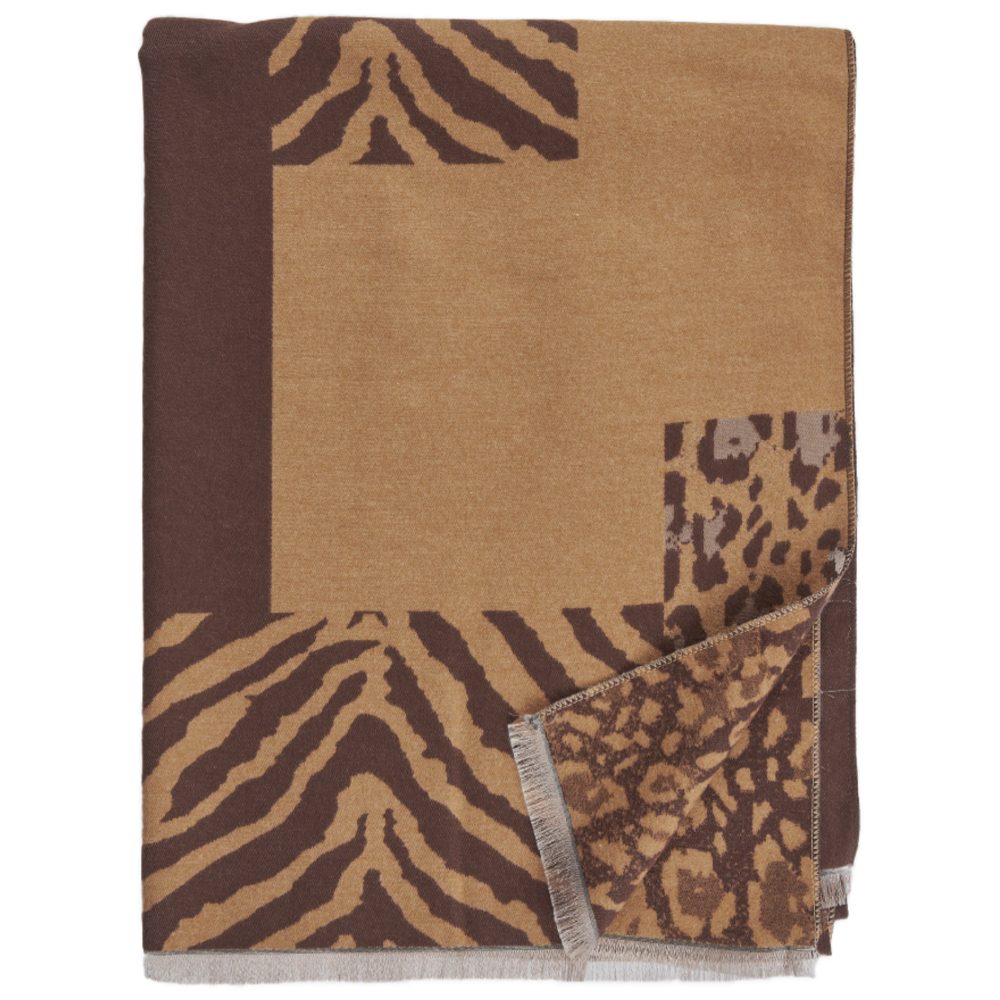 Verde Γυναικείο Κασκόλ 06-1383 Animal Print Καφέ - Image 2